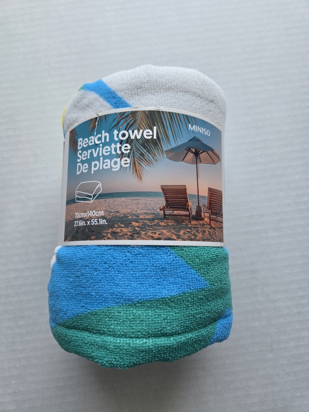 MINISO Beach Towel - Blue & Green - NEW
